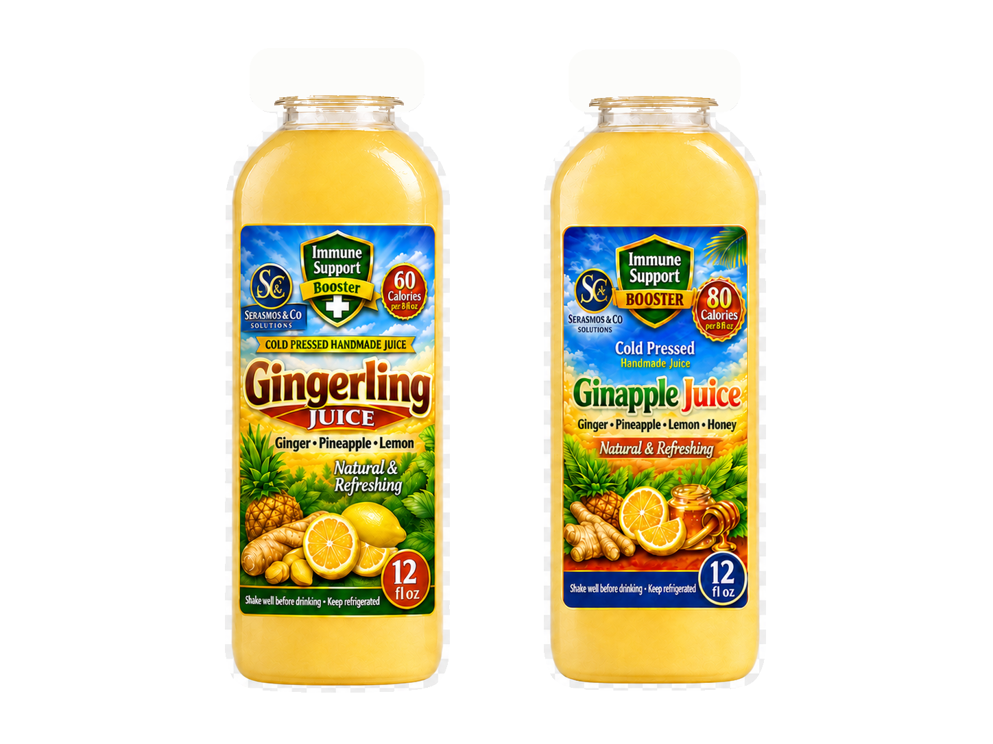 Serasmos Ginapple and Gingerling juice duo